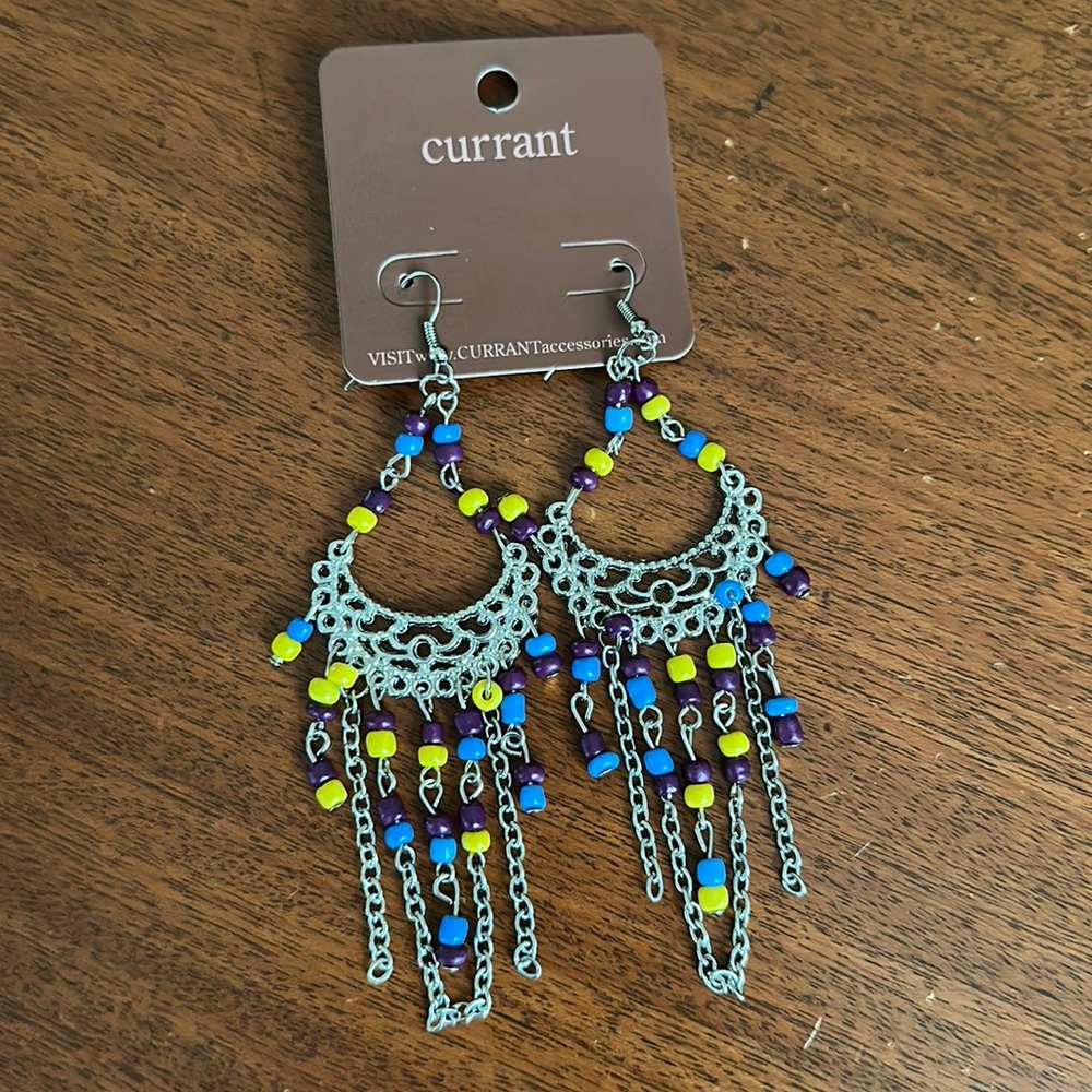 🌞3/$20 Boho Beaded Silver Dangle Earrings
